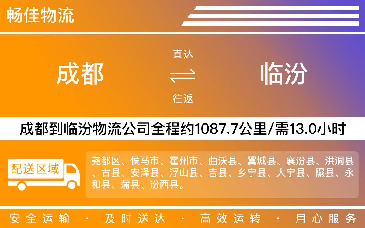 成都到臨汾物流專線-成都至臨汾貨運專線
