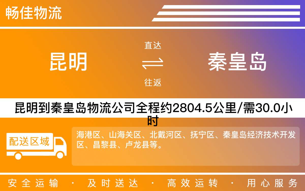 昆明到秦皇島物流公司|昆明物流到秦皇島|昆明到秦皇島物流專線