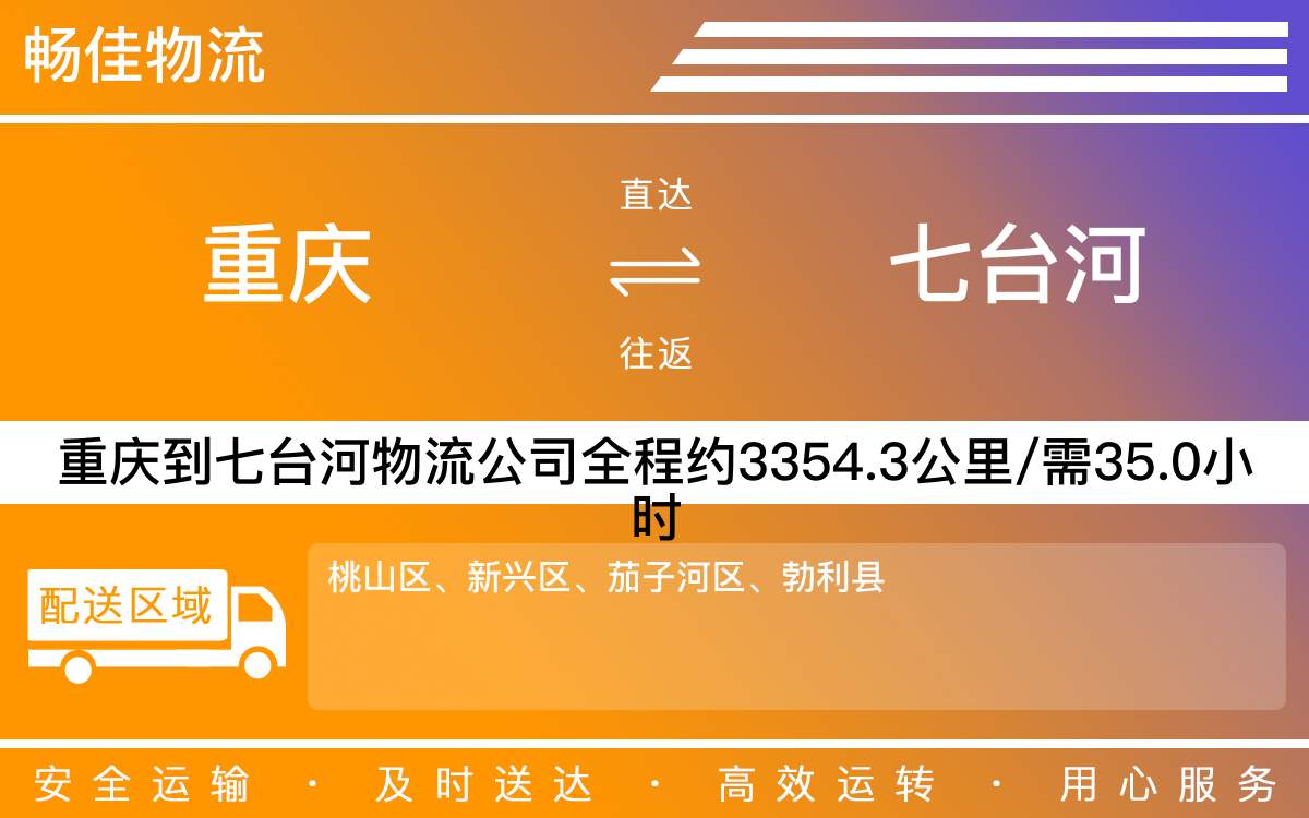 重慶到七臺(tái)河物流公司_重慶到七臺(tái)河貨運(yùn)公司-每天發(fā)車時(shí)效快