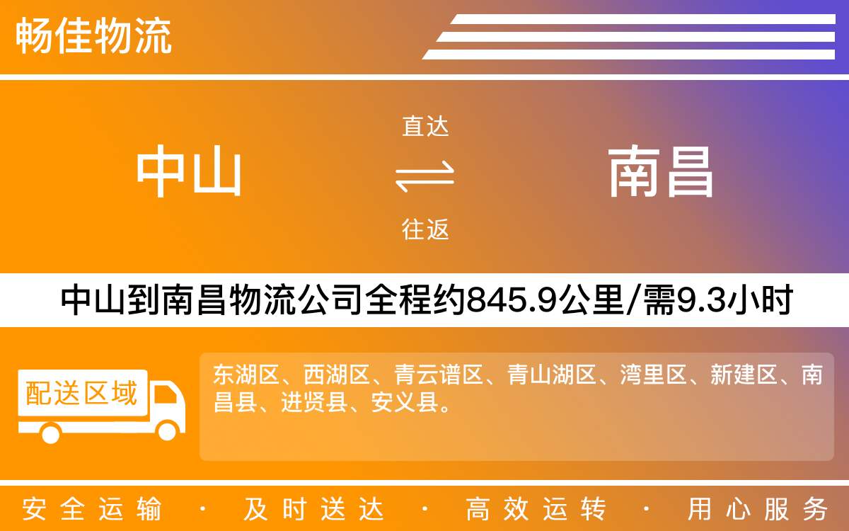 中山到南昌物流公司-中山到南昌物流專線公司-每天發(fā)車時效快